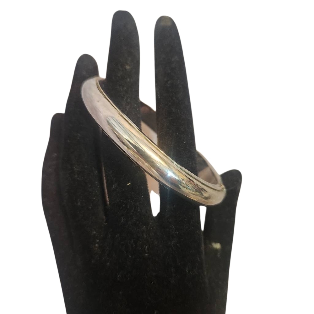 Polished Silver-Tone Women’s Hinged Bangle Bracelet